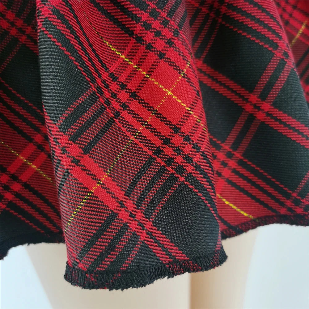 Pink Skirt Japanese College Style Youth Girl Plaid Skirt Female High Waist Slim Lolita Cosplay Y2k Skirt Goth Skirt