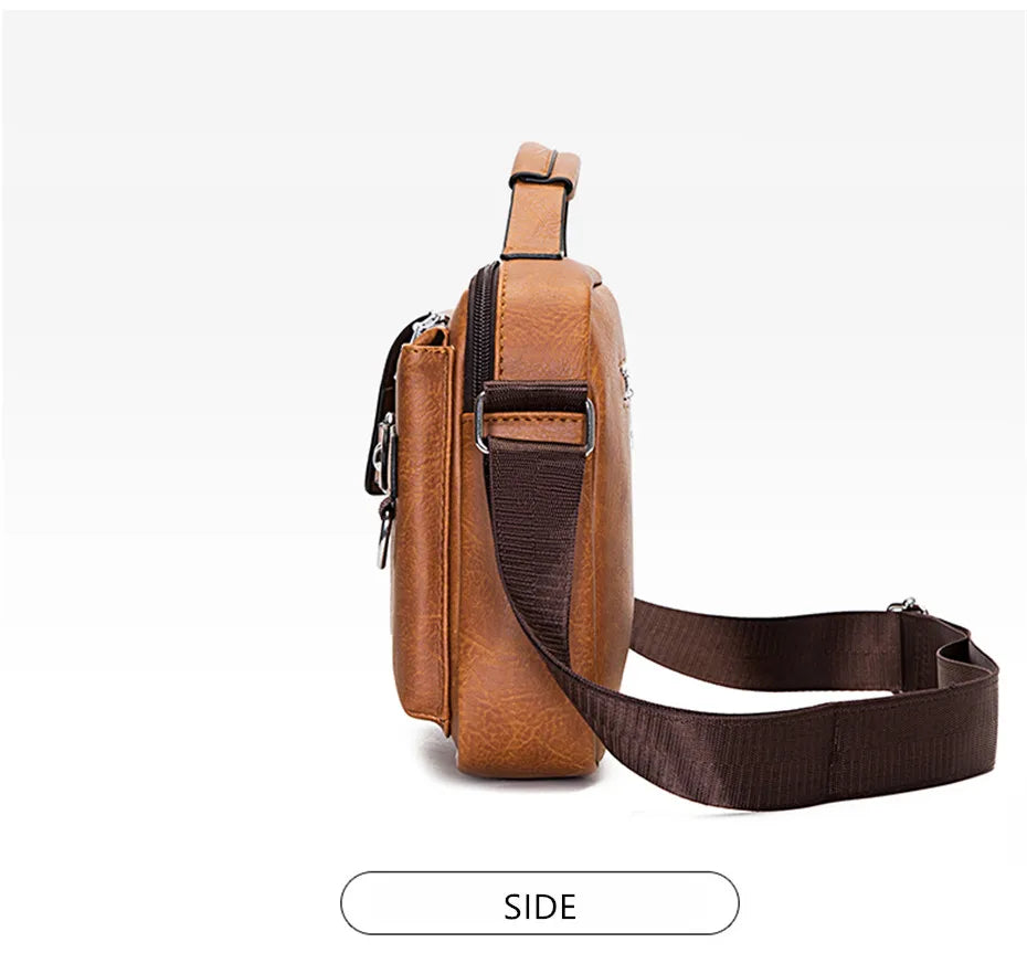 Multi-function Business Handbags Men New Man's Shoulder Bags Large Capacity Leather Messenger Bag Crossbody Big Brand