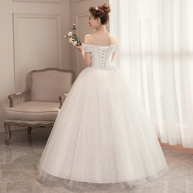 Wedding Dress Wholesale Lace up Embroidery Bride Marriage Dresses White Ball Gown Factory Christmas Carnival Plus Size