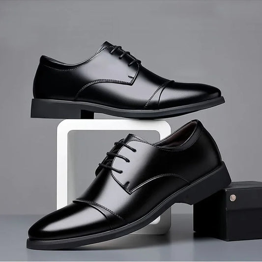 Large Size Men's Leather Shoes Business Formal Derby Breathable Double Buckle Wedding Work Security Office Shoes