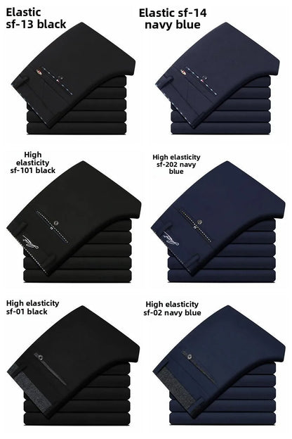 Men's Travel Dress Pants Stretch, No Iron Required Business Trousers, British Classic Slim Fit Lightweight Office Work Pants