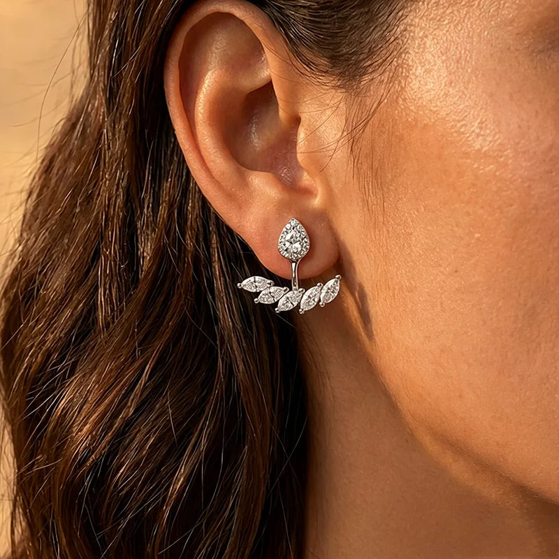 Marquise Cut Full Moissanite Stud Earrings for Women Dainty Girls Couple Jewelry D Color Vvs1 S925 Silver Hoop Earrings