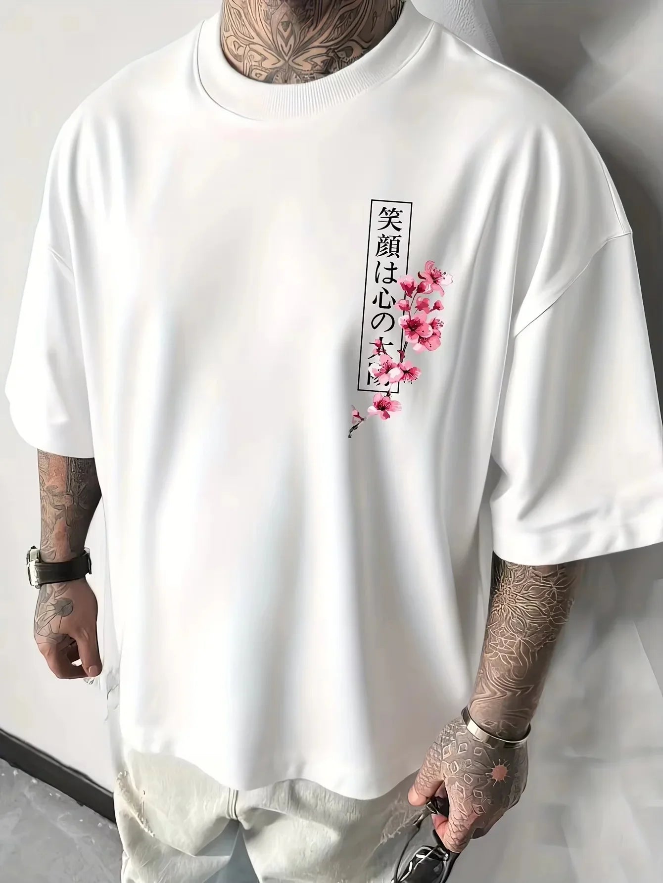 Summer Hot Japanese Yin Yang Koi Fish & Samurai Sword Pattern Cotton Men’s T-Shirt Short Sleeve Tees Casual Oversized Unisex Top