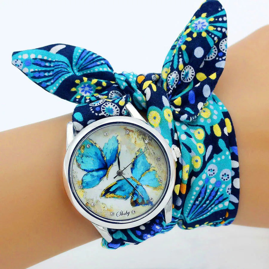 New Ladies Cloth Wristwatch Fashion Women Dress Watch High Quality Silver  Quartz Watch Sweet Girls Watch Fabric Clock