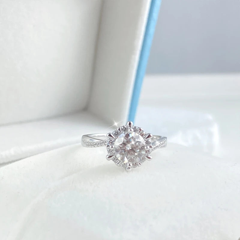 0.5/1CT Moissanite Diamond Rings Wedding Band for Women 925 Sterling Silver Plated 18k White Gold Promise Ring Certified