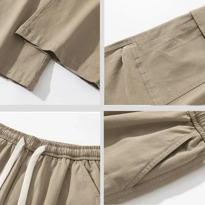 Men's Baggy Cargo Pants with Pockets 100% Cotton Drawstring Elastic Waist Wide Leg Outdoor Casual Pants Plus Size 8XL