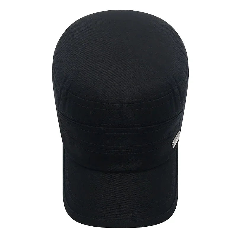 Spring and Summer Simple Cotton Adjustable Cadet Flat Cap Sun Hat Trucker Caps Dad Hats