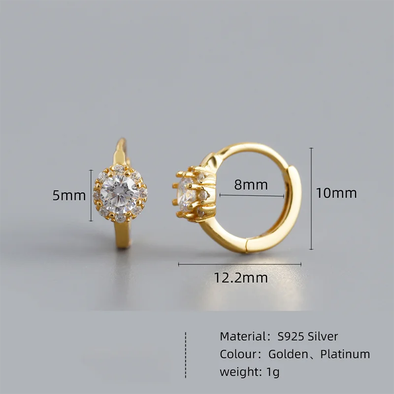 925 Sterling Silver Luxury Shiny Zircon Huggies Hoop Earrings for Women Fashion Elegant Charms Wedding Party Jewelry Gift
