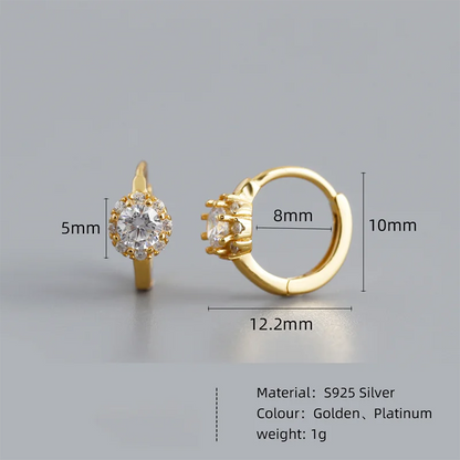 925 Sterling Silver Luxury Shiny Zircon Huggies Hoop Earrings for Women Fashion Elegant Charms Wedding Party Jewelry Gift