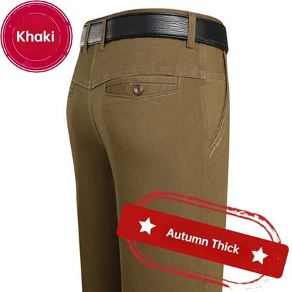 Men's 100% Cotton Autumn Thick Summer Thin Trousers Fashion Cargo Pants Smart Casual Solid Khaki Gray Brand Suit Pant GOZBKF