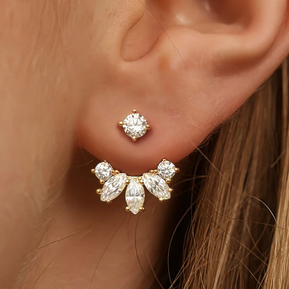 Round/Marquise Cut Moissanite Diamond Stud Earrings with Certificates S925 Silver Detachable Earcuff Drop Earring for Women