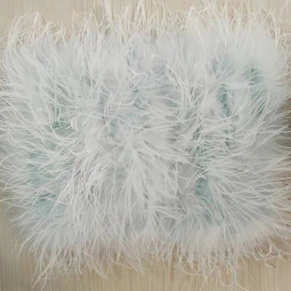 True ostrich feather Multicolor Mini Skirt Elastic Waist  Sexy Clothing Club Party Dance Rave Short Skirt Note select 3 colors