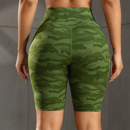 Women Solid Yoga Shorts with 3 Pockets High Waist Butt Lifting Workout Tights Gym Elastic Cycling Shorts Activewear