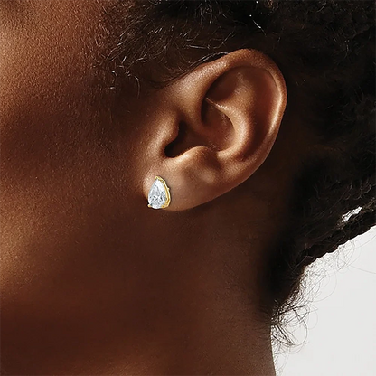 4Carat Pear Cut Real Moissanite Diamond Earrings with Certificats 925 Sterling Silver Waterdrop Shape Stud Earring for Women Men