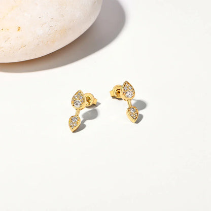 Classic Full Moissanite Stud Earring Double Teardrop Design S925 Sterling Silver 18kGold Plated For Women Party Jewelry