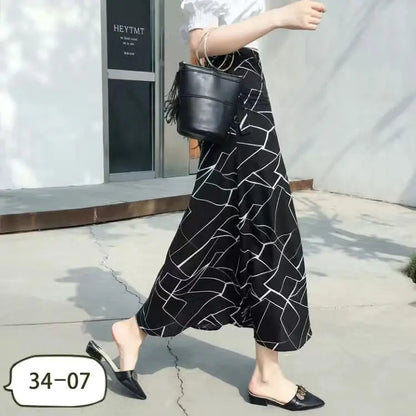Wrap Skirts Women Casual Chiffon Tie-Waist Ruffle Wide Leg Loose