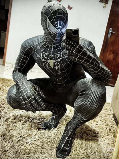 Black Spider Man Toby Costume Slim Fit Jumpsuit Cosplay Superhero Expedition Costume Superhero Zhentai Halloween Party Gifts