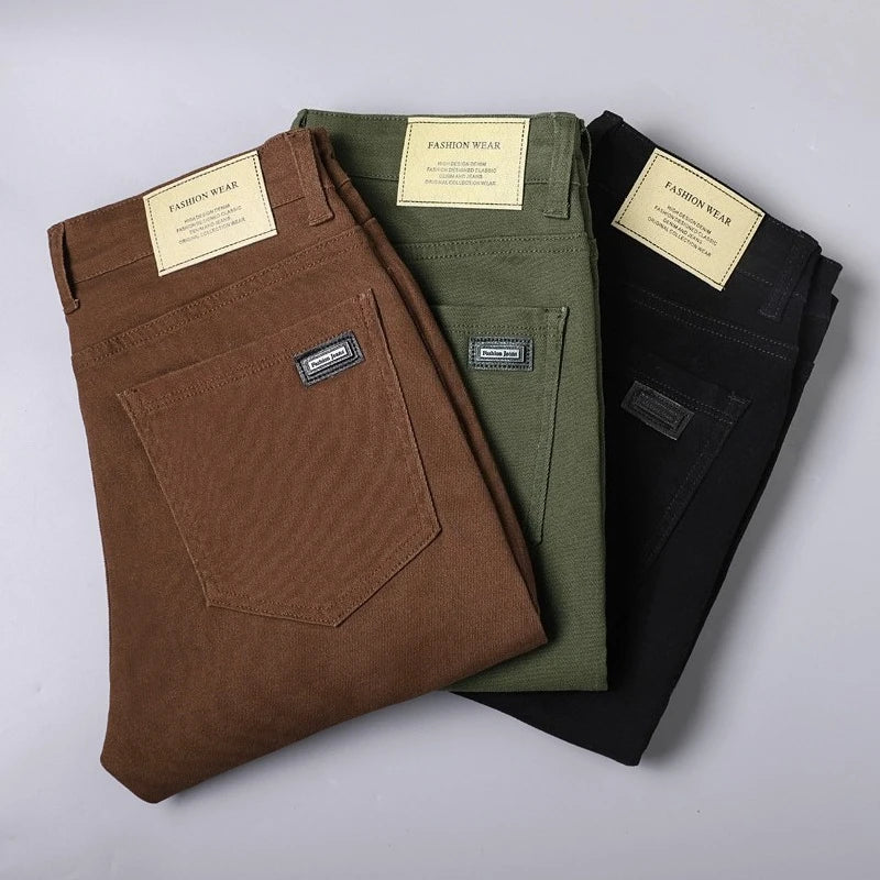 Men's New 92% Cotton Spring Autumn Jeans Stretch Straight Fashion Business Office Trousers Male Casual Plus Size Denim Pants