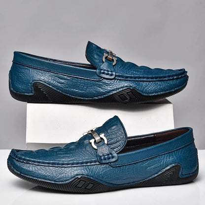 Blue Slip On Loafers Genuine Leather Casual Shoes Men Luxury Brand Designer Men's Moccasins Mocassin Homme Sales Discount