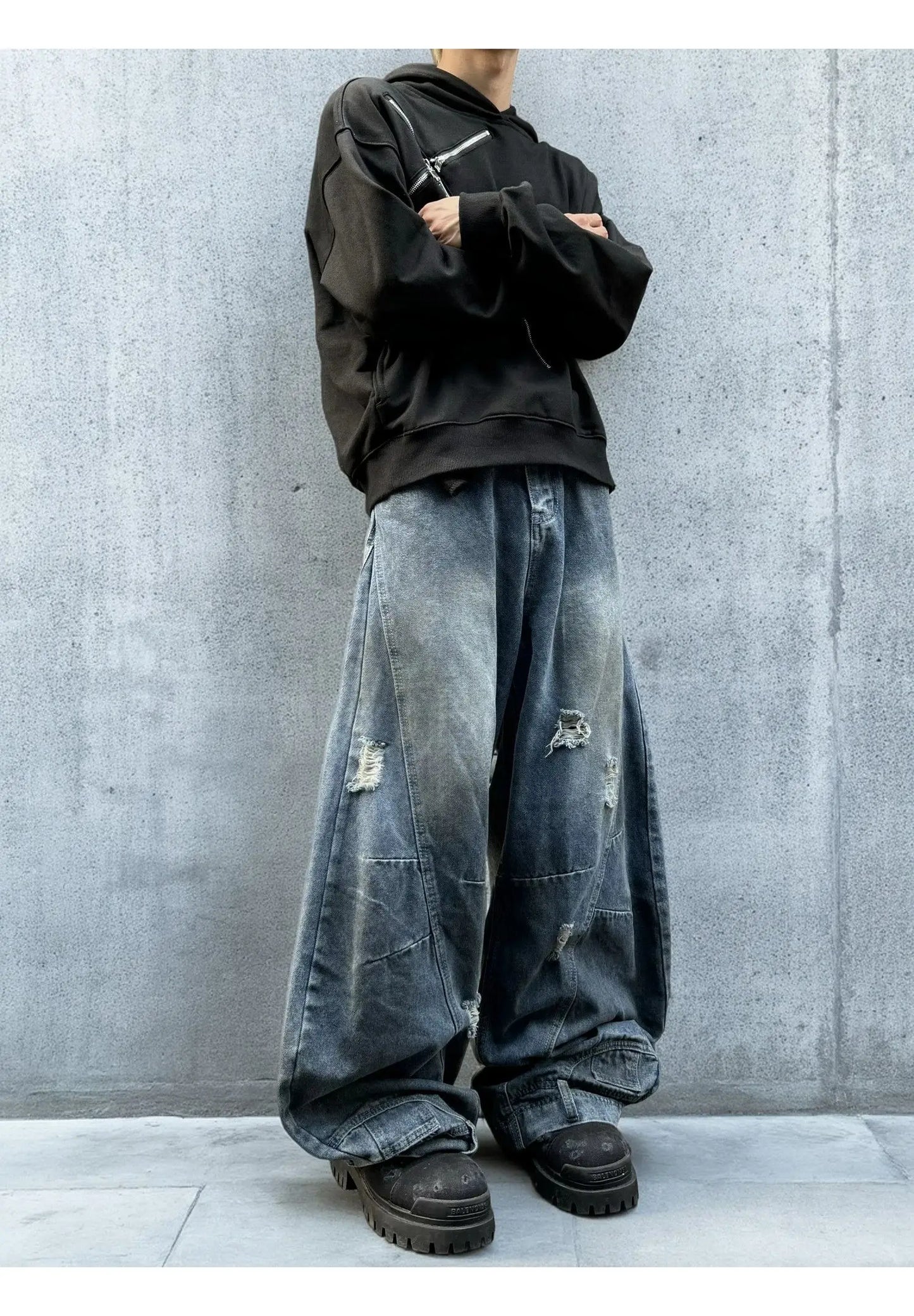 Autumn New Men's 98% Cotton Jeans American Y2k Streetwear Hole Patchwork Design Denim Pants Youth Straight Baggy Stretch Jeans