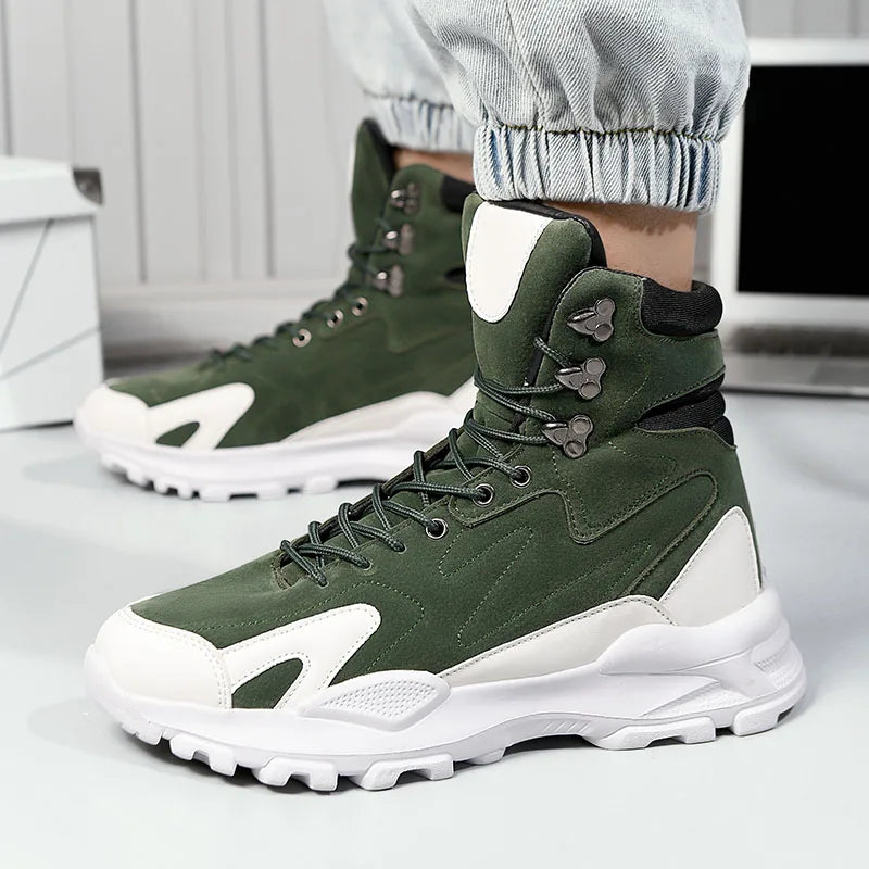 Fashion Men's Boots Comfortable Men Casual Shoes Breathable High Top Sneakers for Men Outdoor Non Slip Mens Ankle Boots Platform