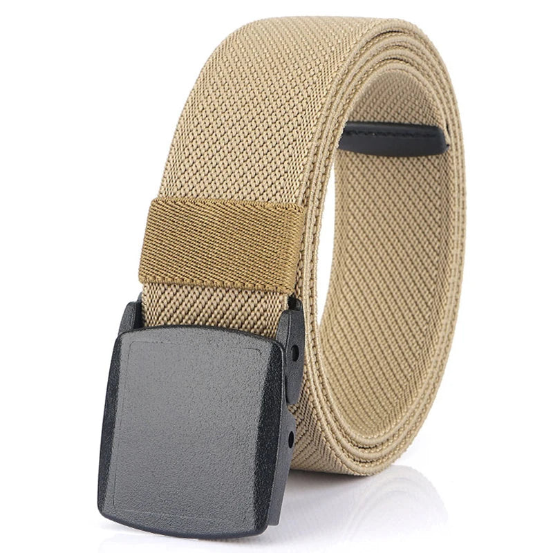 Metal Free Men's Elastic Belt Strong Engineering Plastic Quick Release Nylon Buckle Unisex Stretch Belt Outdoor Girdles