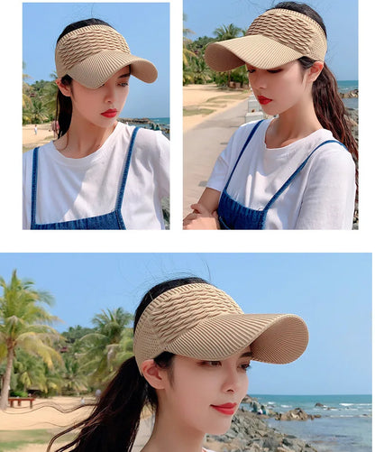 Anti-UV Sun Hats Breathable Adjustable Empty Top Visor Caps for Men