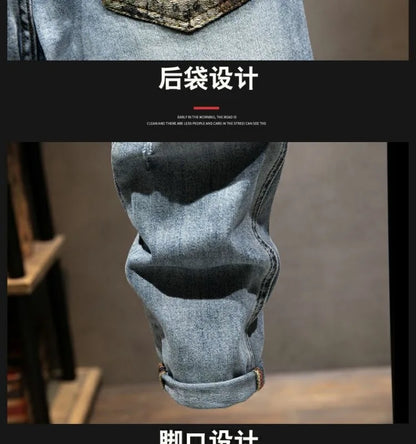 2023 Spring and Autumn New Fashion Trend Ripped Elastic Slim Legs Men's Casual Comfortable Breathable High-Quality Jeans 28-36
