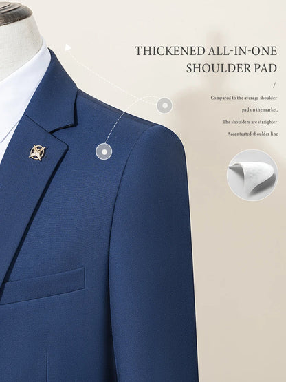 High Quality Men's Suit Slim Fit Solid Color Suit Formal Business Office Single Breasted Coat Pants 2 Pieces Set