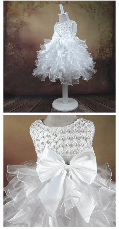 Vestido de Pérolas para Bebês Meninas, Princesa, com Camadas, Vintage, para Festa de Aniversário, Vestido de Baile de Natal, Roupinhas de Bebê de 3 a 24 Meses