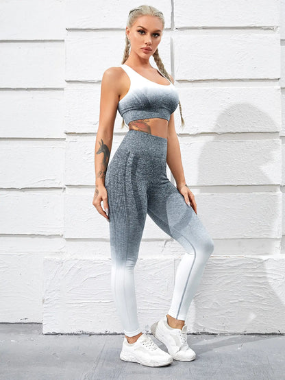 Workout Sets Two Piece Outfits for Women Clothes Gym Yoga Seamles Sports Bra Tank Tops with Legging