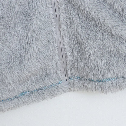 Fleece Zip Up Sweatshirt Women Casual Stand Collar Tops Jacket Embroidery Jumper Femme Streetwear
