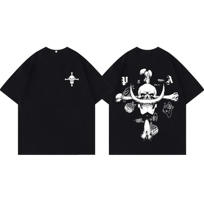 White Beard Printed Short Sleeve T-Shirt Men's and Women's 2025 Summer Fashion Casual Cotton Top