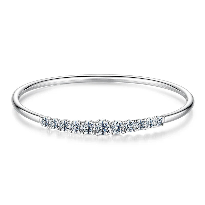 3.6CTTW Moissanite Bar Bracelet Adjustable Wrist Cuff Open Bangle 925 Sterling Silver for Women Wedding Gift Round Cut