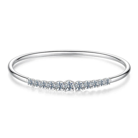 3.6CTTW Moissanite Bar Bracelet Adjustable Wrist Cuff Open Bangle 925 Sterling Silver for Women Wedding Gift Round Cut