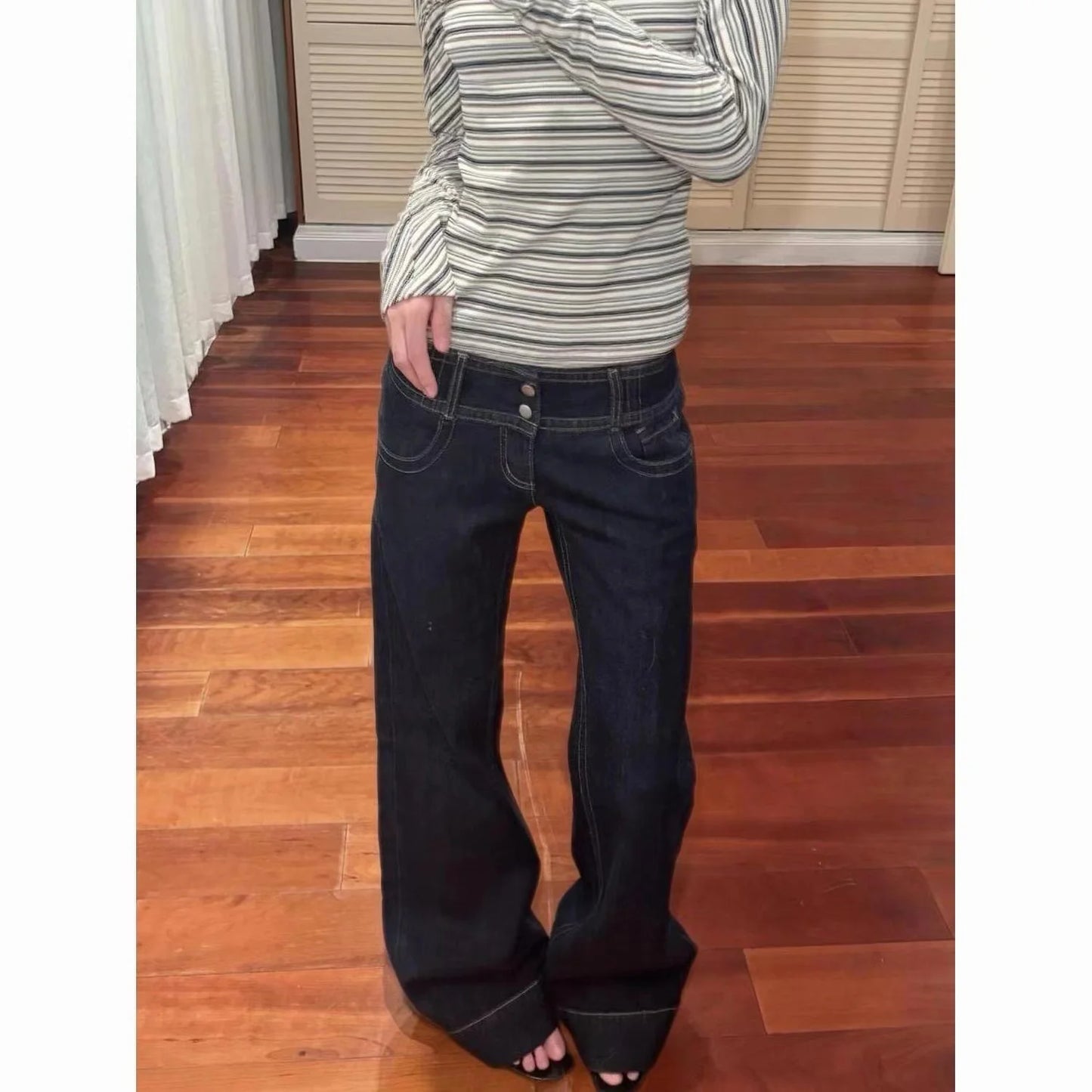 Women Blue Y2k Baggy Straight Jeans Harajuku Vintage Boyfriend Denim Trousers Japanese 2000s Style Jeans Pants Oversize Clothes
