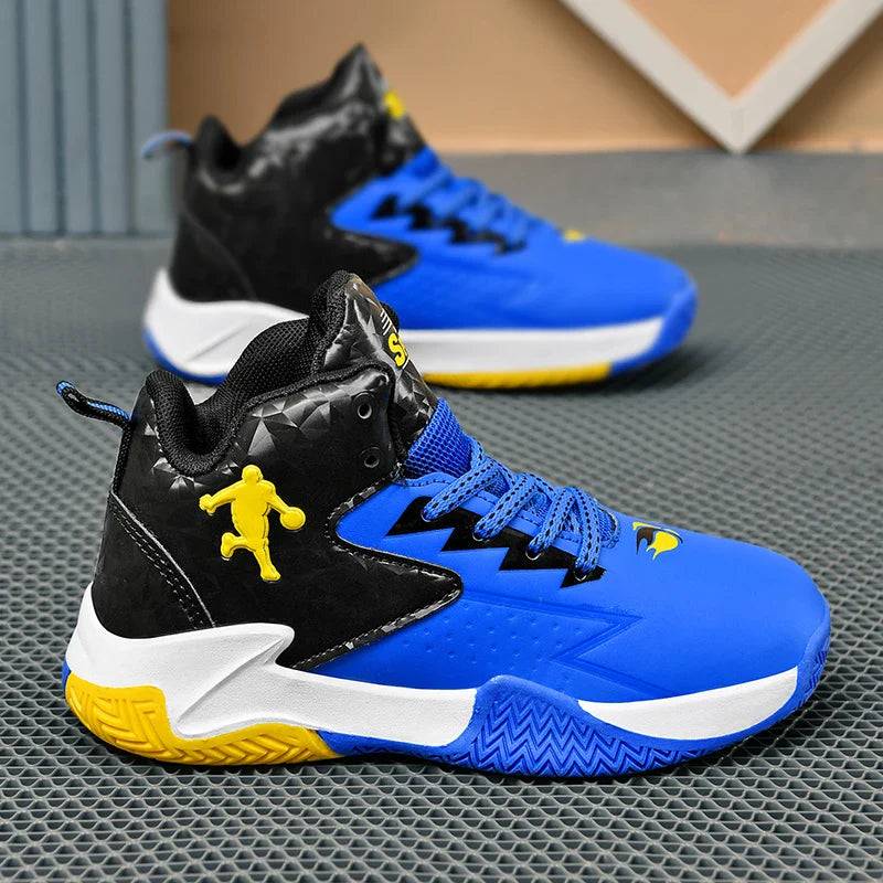Children Basketball Shoes for Boys Girls Kids Teenagers Breathable Non-slip Lace Up Indoor Outdoor Training Sneakers Tennis Shoe