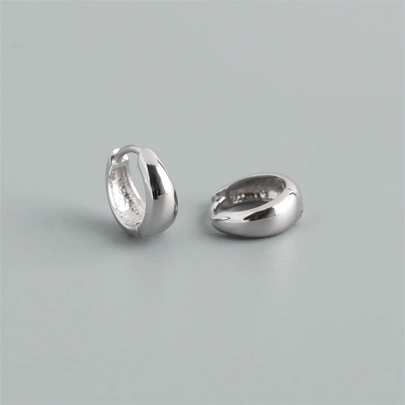 925 Sterling Silver Simple Statement Matte Large Huggies Hoop Earrings for Men Women Fine Gothic Punk Charms S925 Jewelry