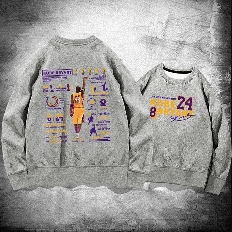 Men's and Women's Hooded Hoodie Fall Winter Jumper Basketball Kobe Glory Life Hall of Fame Sports Commemorative Hoodie