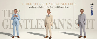 Ship Today Wedding Ring Bearer Page Boy Tuxedo Communion Suit Boy's Formal Linen Suit 4-Piece Jacket Vest Pants Tie Bowtie