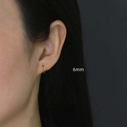 925 Sterling Silver Minimalist Glossy Circle Hoop Earrings for Women Fashion Simple Ear Bone Piercing Jewelry Accessories