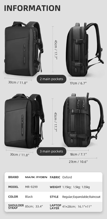 17 inch Laptop Backpack Men Business Carry-on Flight Approved 40l Travel Backpack