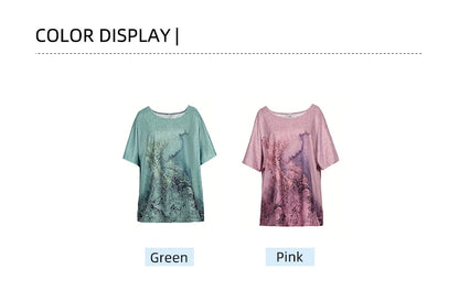 Plus Size T Shirt Tops Summer Women's Short Sleeve Round Neck Floral Printed Loose Tops T Shirt Casual T Shirt Hoodie