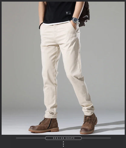 Spring New Men Casual Pants Slim Fit Stretch Arrivals Fashion Button Desinger Men's Streetwear Brand Male Clothing