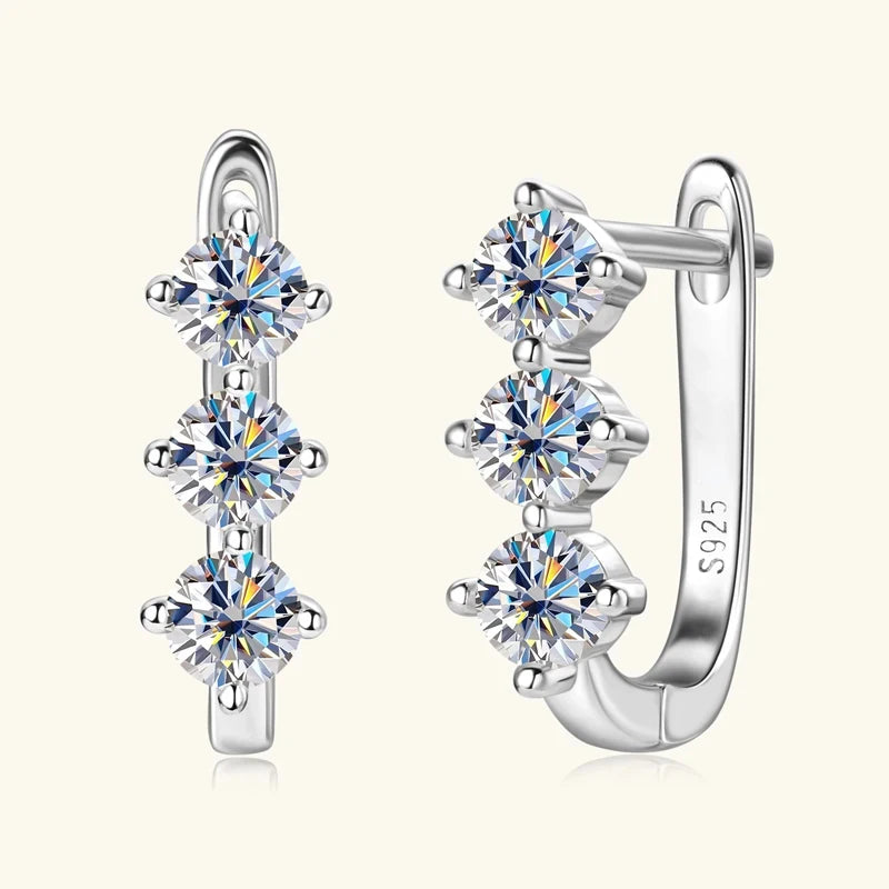 1.7cttw D color Moissanite Earrings Necklace 925 Sterling Silver Y-Shaped Pendant Necklaces Jewelry Set For Women Charming Gift