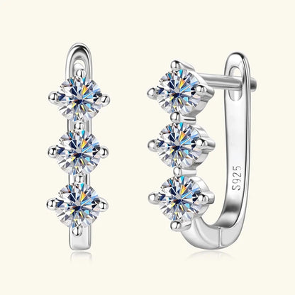 1.7cttw D color Moissanite Earrings Necklace 925 Sterling Silver Y-Shaped Pendant Necklaces Jewelry Set For Women Charming Gift