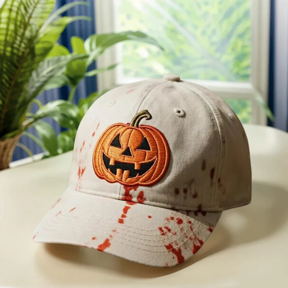 Halloween Unisex Baseball Hat for Women Men Pumpkin Embroidery Baseball Cap for Outdoor Activities Like Hiking Fishing