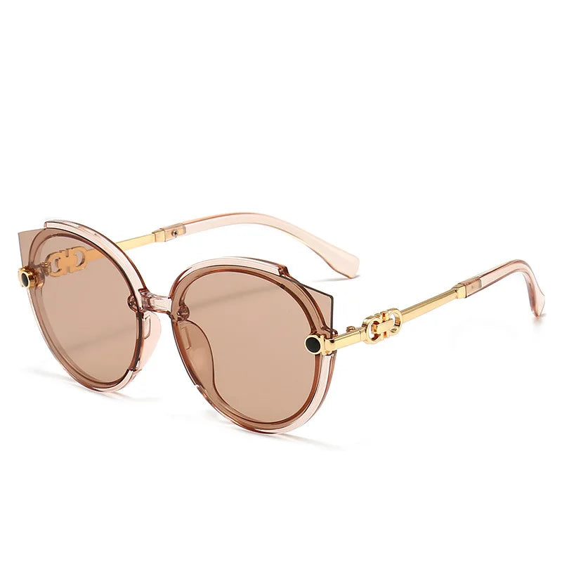 Women Round Sunglasses Brand Designer Cat Eye Sun Glasses Men Vintage