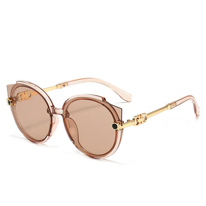 Women Round Sunglasses Brand Designer Cat Eye Sun Glasses Men Vintage