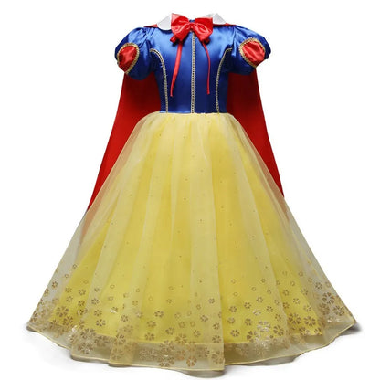 Children Princess Fancy Costume Elsa Party Carnival White Dress Up for Girl Christmas Birthday Cosplay Belle Snowflake Vestidoes